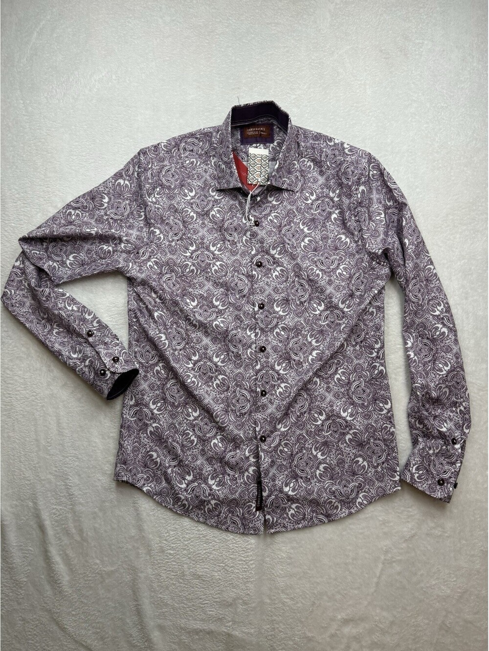 Consequence Men’s Shirt Paisley Print Casual/Dress Shirt Button Down (2497)